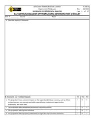 Form TC58-48 Categorical Exclusion Environmental Determination Checklist - Kentucky, Page 6