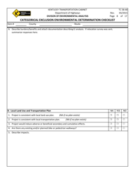 Form TC58-48 Categorical Exclusion Environmental Determination Checklist - Kentucky, Page 8