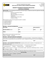 Document preview: Form TC18-14 Minority Internship Program Application - Certificate Program - Kentucky