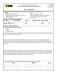 Form TC18-16 Title VI Complaint - Kentucky