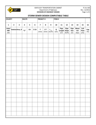 Form TC61-505 Storm Sewer Design Computable Table - Kentucky