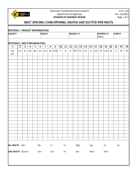 Document preview: Form TC61-120 Inlet Spacing: Curb-Opening, Grated and Slotted Pipe Inlets - Kentucky