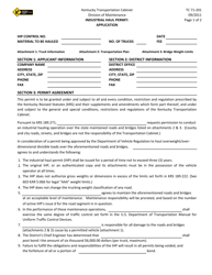 Form TC71-201 Industrial Haul Permit: Application - Kentucky