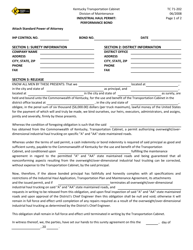 Form TC71-202 Industrial Haul Permit: Performance Bond - Kentucky