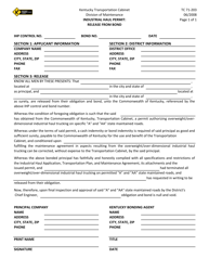 Document preview: Form TC71-203 Industrial Haul Permit: Release From Bond - Kentucky