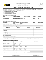 Document preview: Form TC71-232 Snow & ICE Contract Truck Inspection - Kentucky