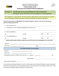 Form TC95-613 Temporary Event-Related Authority Application - Kentucky, Page 6