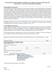 Form DPP-159 Background Check Request for Relative and Fictive Kin Caregivers, or Adolescent and Adult Household Members - Kentucky, Page 2