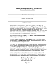 Document preview: Financial Disbursement Report - Volunteer Fire Assistance (Vfa) - Louisiana, 2022