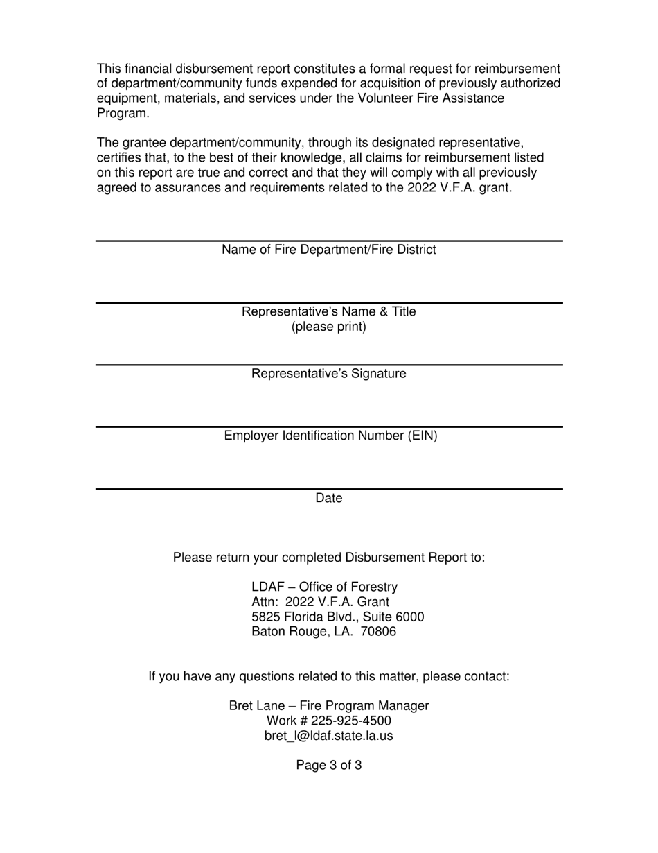 Financial Disbursement Report - Volunteer Fire Assistance (Vfa) - Louisiana, Page 3