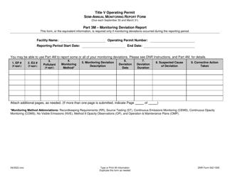 DNR Form 542-1505 Title V Operating Permit - Semi-annual Monitoring Report - Iowa, Page 3
