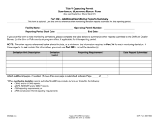 DNR Form 542-1505 Title V Operating Permit - Semi-annual Monitoring Report - Iowa, Page 4