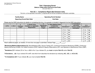 DNR Form 542-1506 Title V Operating Permit - Annual Compliance Certification Form - Iowa, Page 3