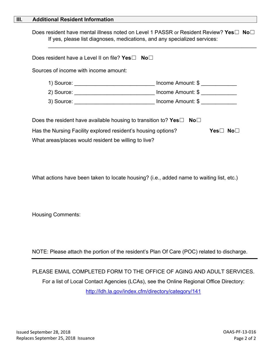 Form OAAS-PF-13-016 Nursing Facility Mds 3.0 Section Q Referral - Louisiana, Page 2
