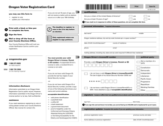 Form SEL500 &quot;Oregon Voter Registration Card&quot; - Oregon