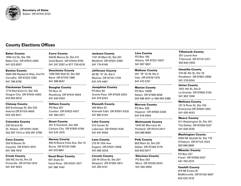 Form SEL500 Oregon Voter Registration Card - Oregon, Page 2