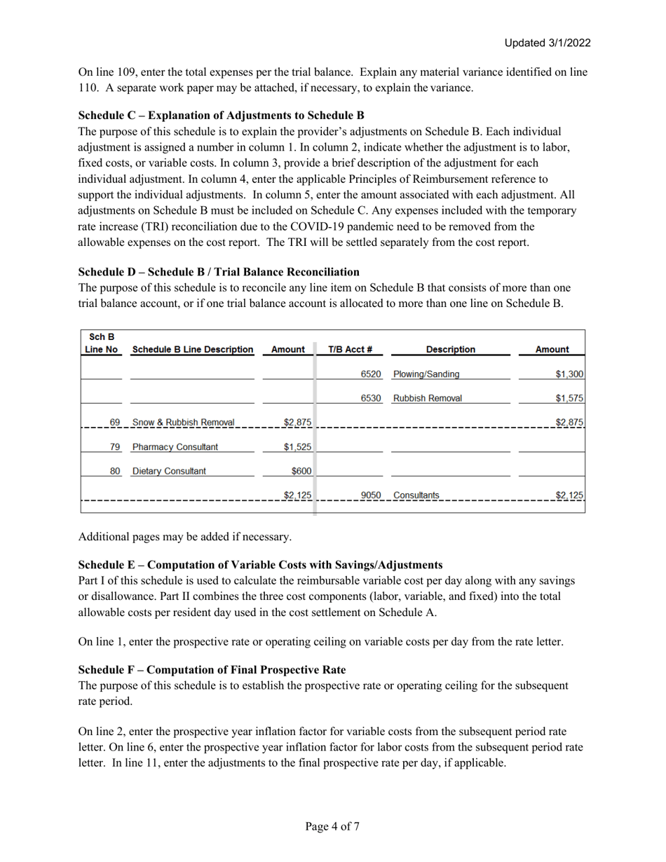 Instructions for Mainecare Cost Report for Intermediate Care Facilities - Maine, Page 4