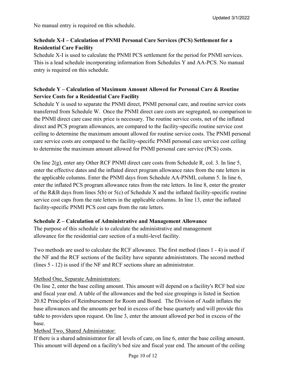 Instructions for Mainecare Cost Report for Multilevel Nursing Facilities With 1 Rcf Unit - Maine, Page 10