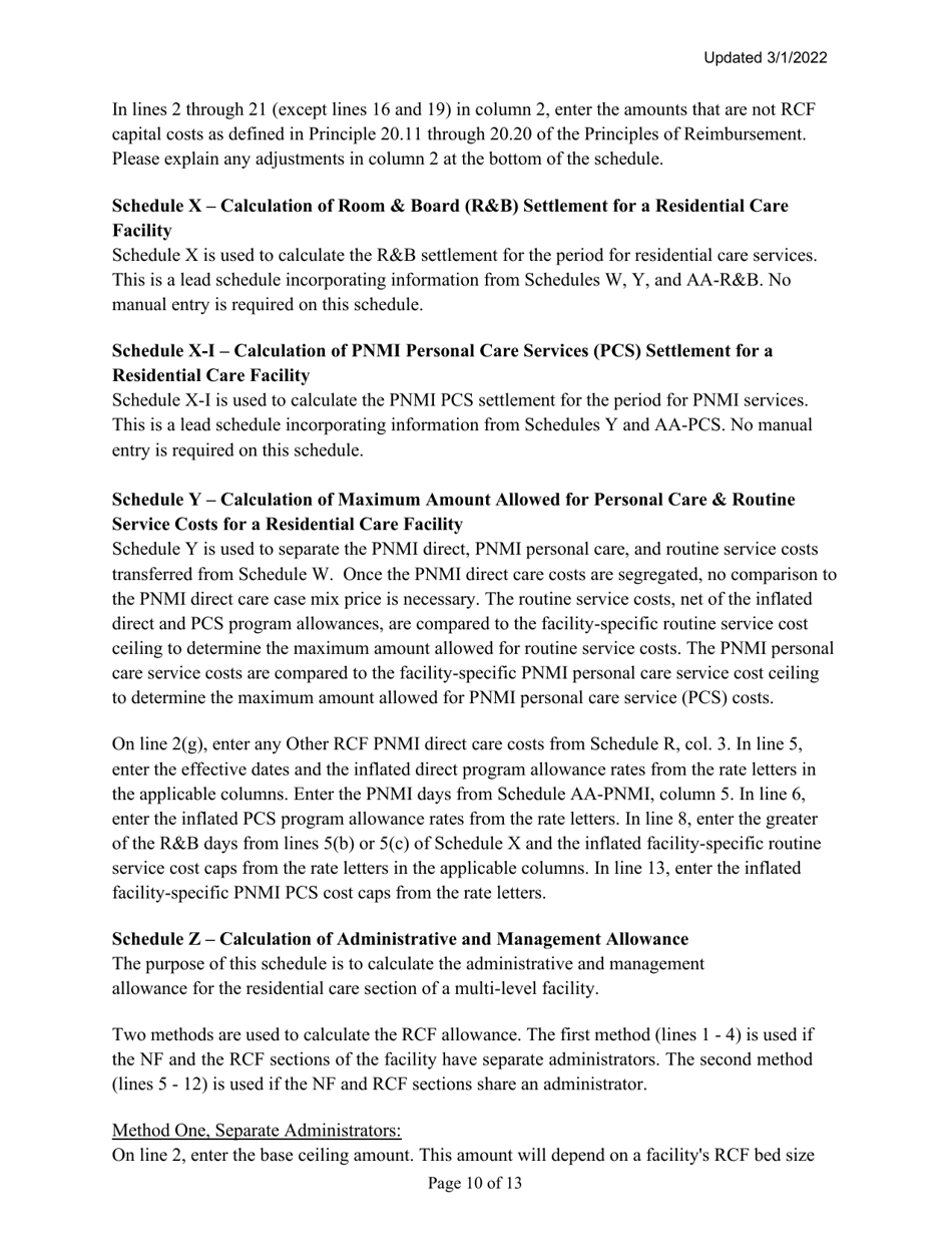 Instructions for Mainecare Cost Report for Multilevel Nursing Facilities With 1 Rcf Unit and Community Based Specialty (Cbs) Unit - Maine, Page 10