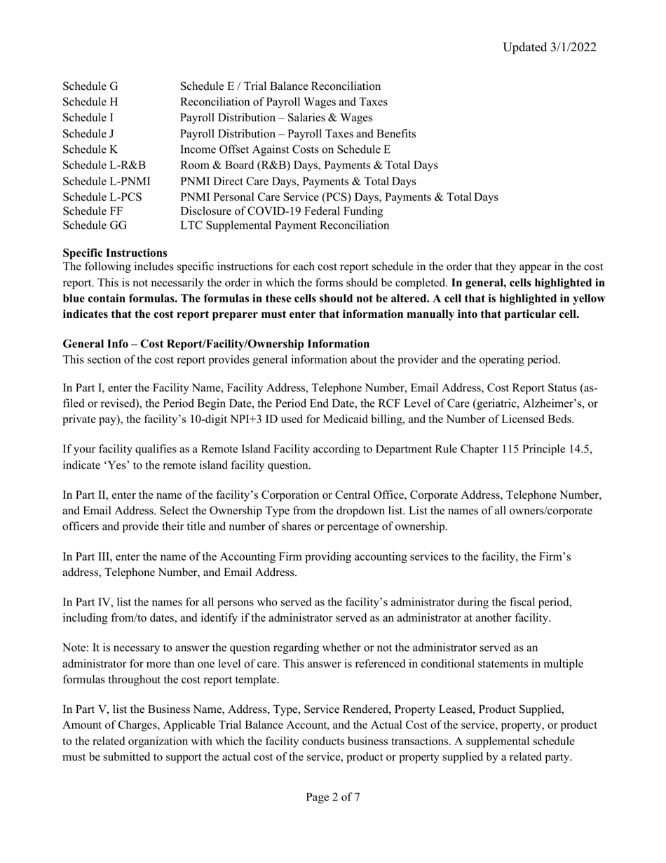 Instructions for Mainecare Cost Report for Appendix C Private Non-medical Institutions (Pnmi) - Maine, Page 2