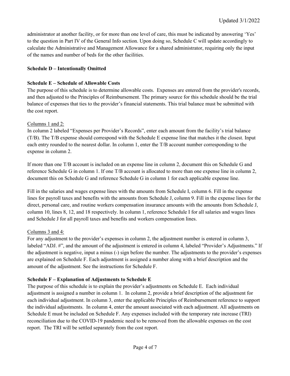 Instructions for Mainecare Cost Report for Appendix C Private Non-medical Institutions (Pnmi) - Maine, Page 4