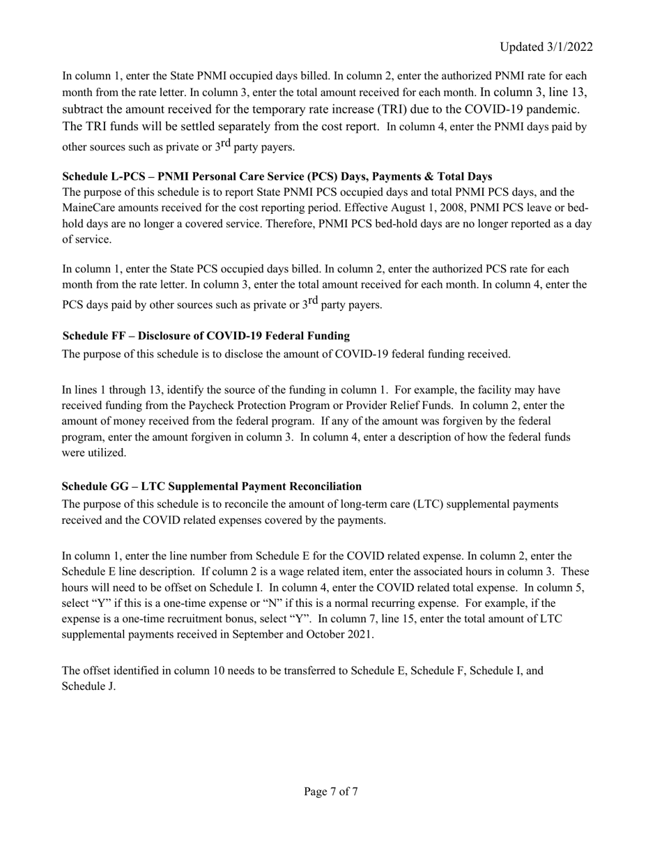 Instructions for Mainecare Cost Report for Appendix C Private Non-medical Institutions (Pnmi) - Maine, Page 7
