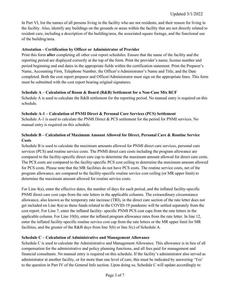 Instructions for Mainecare Cost Report for Appendix F Private Non-medical Institutions (Pnmi) - Maine, Page 3
