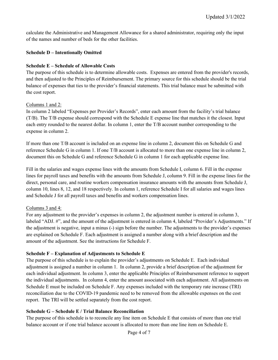 Instructions for Mainecare Cost Report for Appendix F Private Non-medical Institutions (Pnmi) - Maine, Page 4