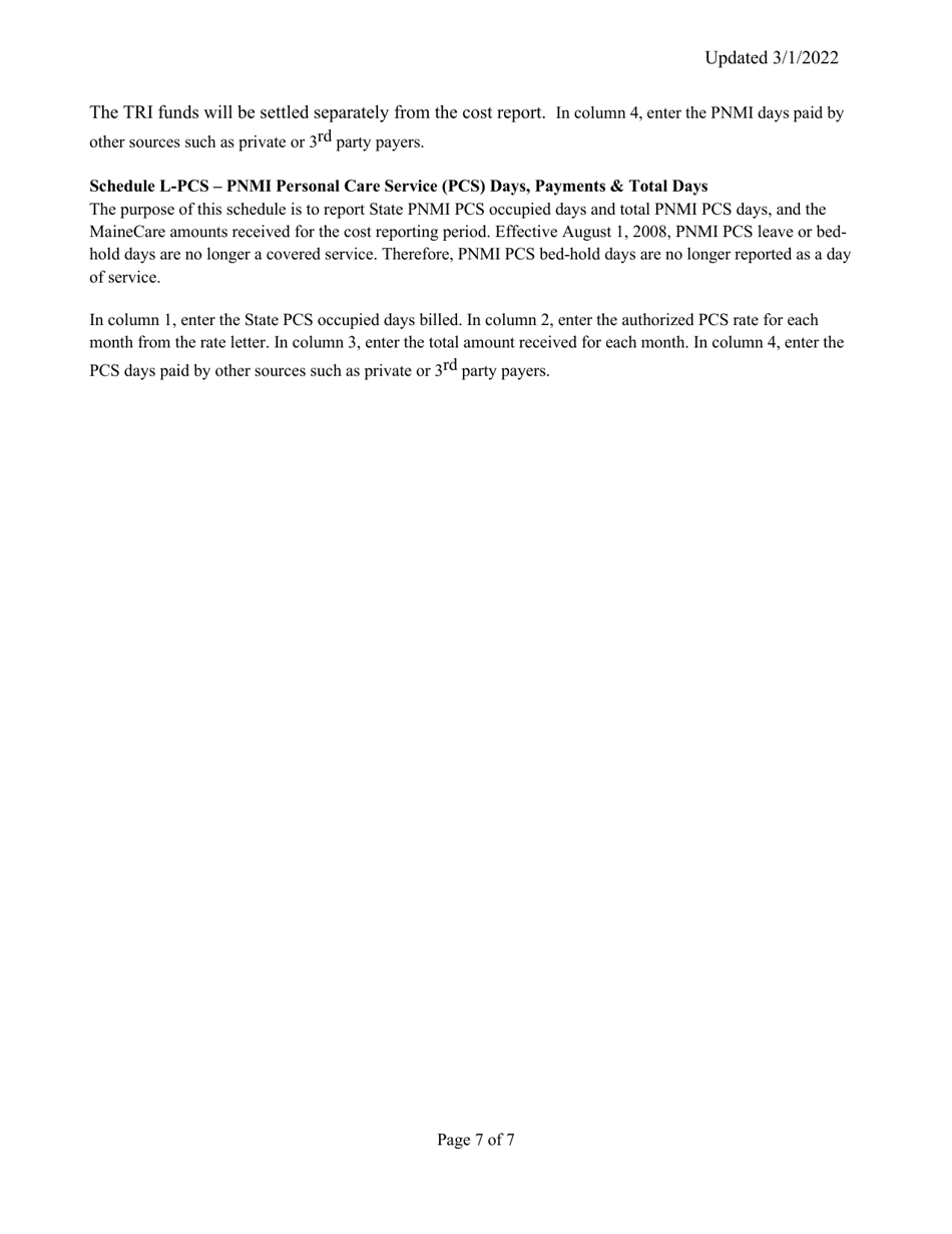 Instructions for Mainecare Cost Report for Appendix F Private Non-medical Institutions (Pnmi) - Maine, Page 7