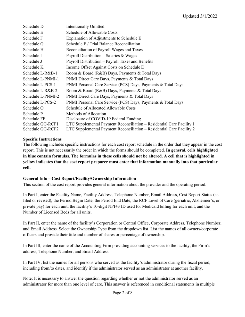 Instructions for Mainecare Cost Report for Multilevel Appendix C Private Non-medical Institutions (Pnmi) - Maine, Page 2