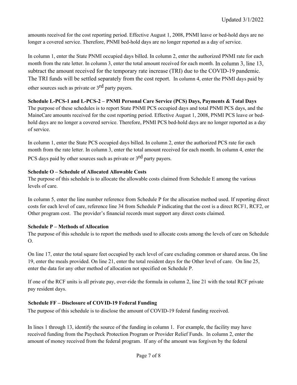 Instructions for Mainecare Cost Report for Multilevel Appendix C Private Non-medical Institutions (Pnmi) - Maine, Page 7