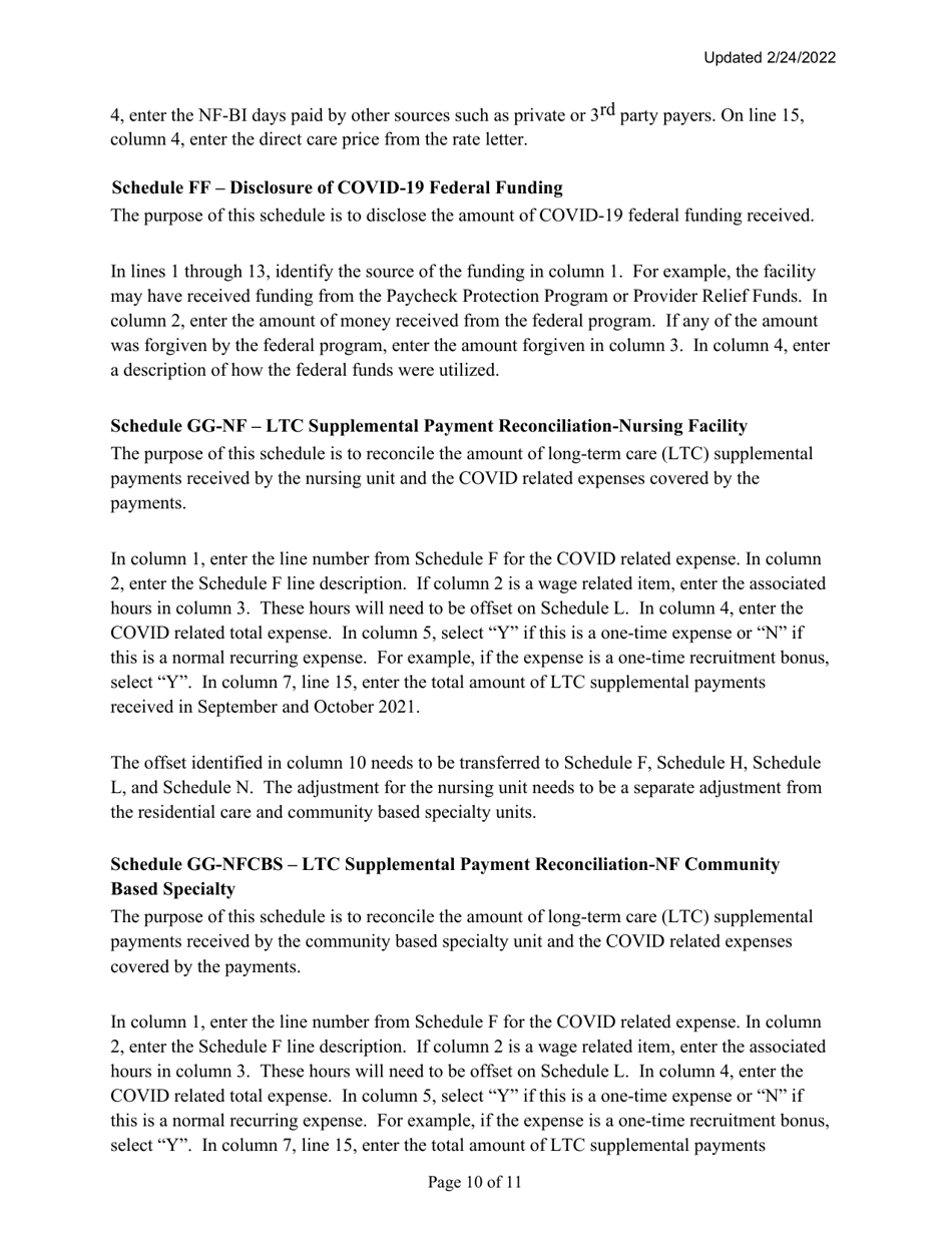 Instructions for Mainecare Cost Report for Multilevel Nursing Facilities With a Community Based Specialty (Cbs) Unit and a Brain Injury (BI) Unit - Maine, Page 10