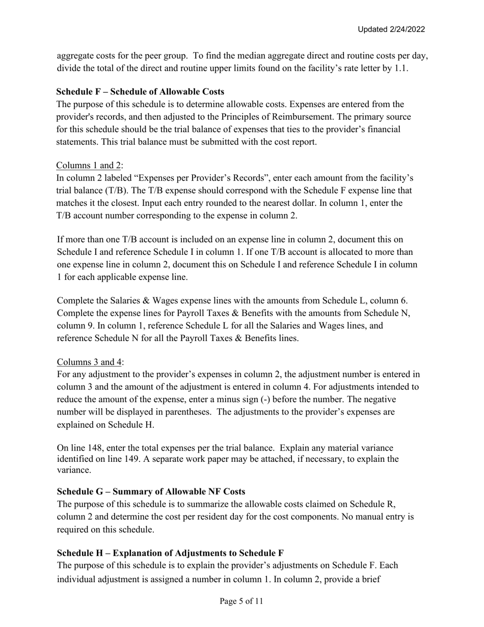Instructions for Mainecare Cost Report for Multilevel Nursing Facilities With a Community Based Specialty (Cbs) Unit and a Brain Injury (BI) Unit - Maine, Page 5