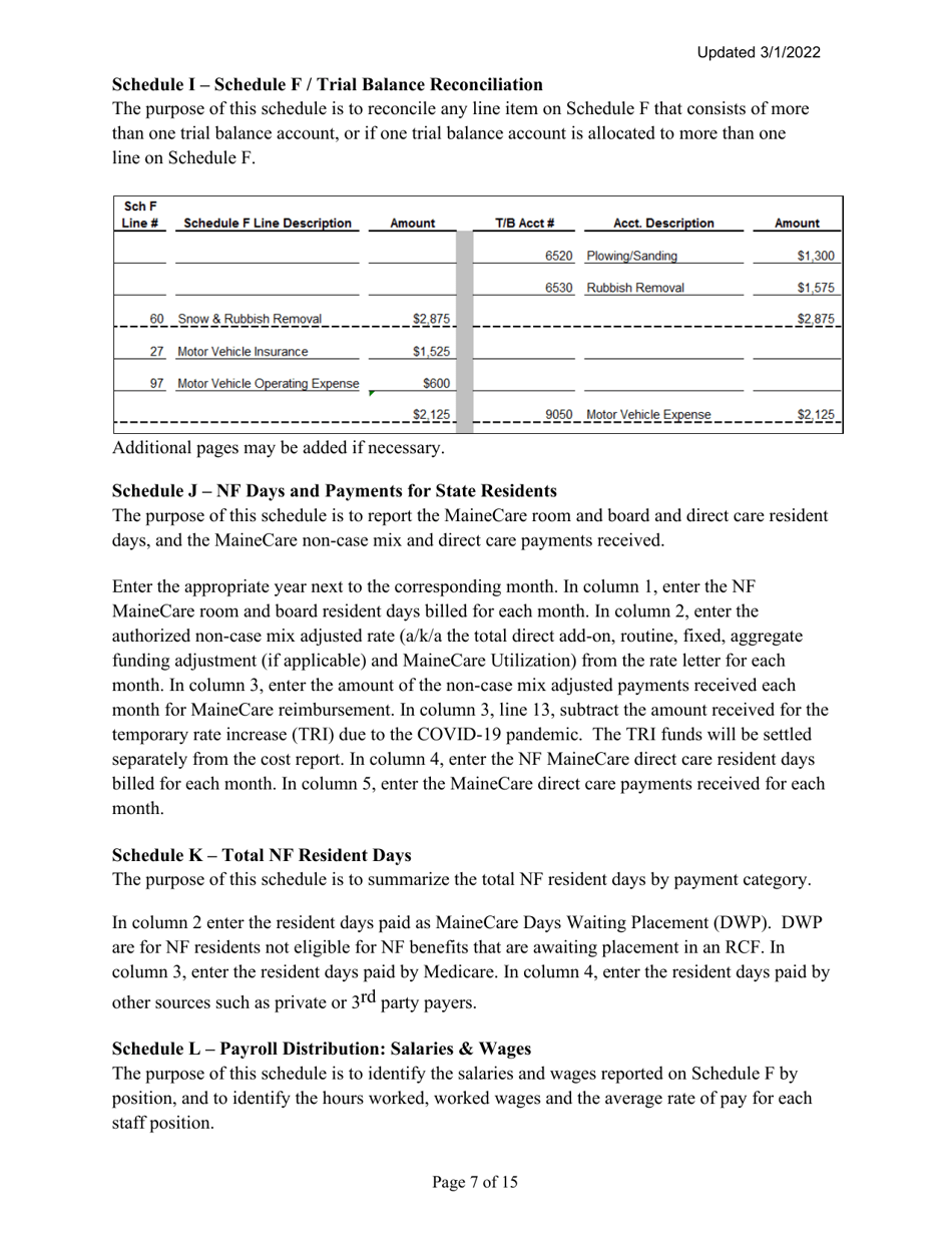 Instructions for Mainecare Cost Report for Multilevel Nursing Facilities With 1 Rcf Unit, Nf Community Based Specialty, and Rcf Community Based Specialty - Maine, Page 7