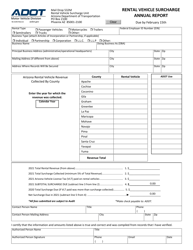 Form 96-0290 &quot;Rental Vehicle Surcharge Annual Report&quot; - Arizona