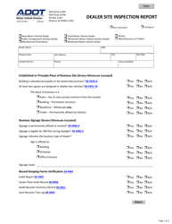 Form 46-0412 &quot;Dealer Site Inspection Report&quot; - Arizona