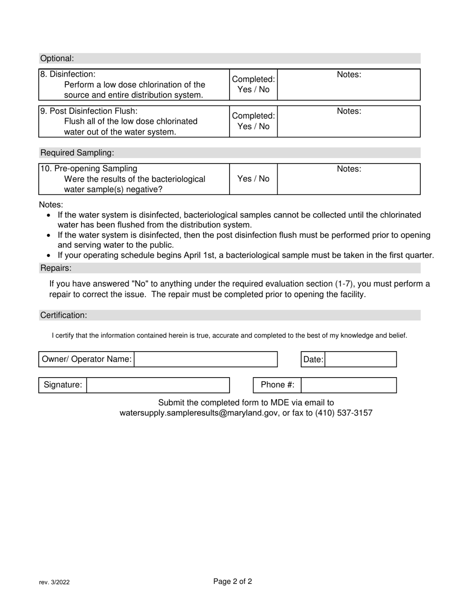 Rtcr Start-Up Procedure Form (Transient) - Maryland, Page 2