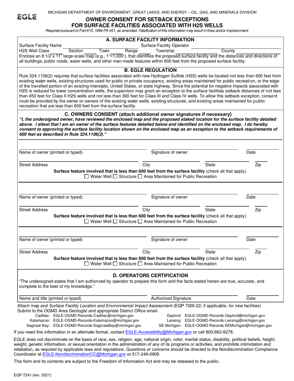 Form Eqp7241 Fill Out Sign Online And Download Fillable Pdf Michigan Templateroller 8918