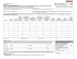Form 614 Tax Rate Request - Michigan