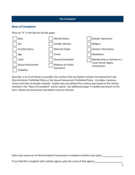 Harassment and Discrimination Prohibited/Sexual Harassment Prohibited Policies Complaint Form - Minnesota, Page 2