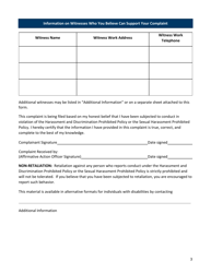 Harassment and Discrimination Prohibited/Sexual Harassment Prohibited Policies Complaint Form - Minnesota, Page 3