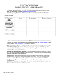 Form SNC830 &quot;Gis Repository User Request&quot; - Michigan