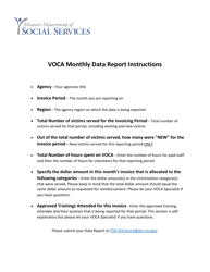 Document preview: Instructions for Voca Monthly Data Report - Missouri