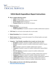 Instructions for Voca Month Expenditure Report - Missouri