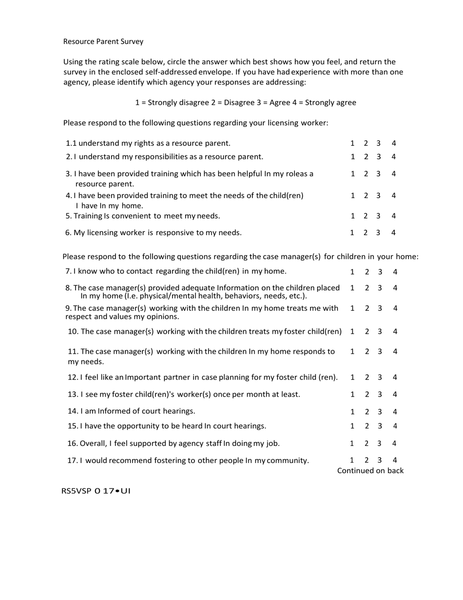 Resource Parent Survey - Missouri, Page 1