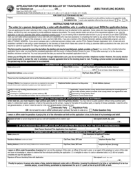 Form ABS-TRAVELING BOARD (State Form 55379) &quot;Application for Absentee Ballot by Traveling Board&quot; - Indiana