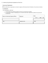 Veterinary Drug Submission Application and Fee Form - Canada, Page 11