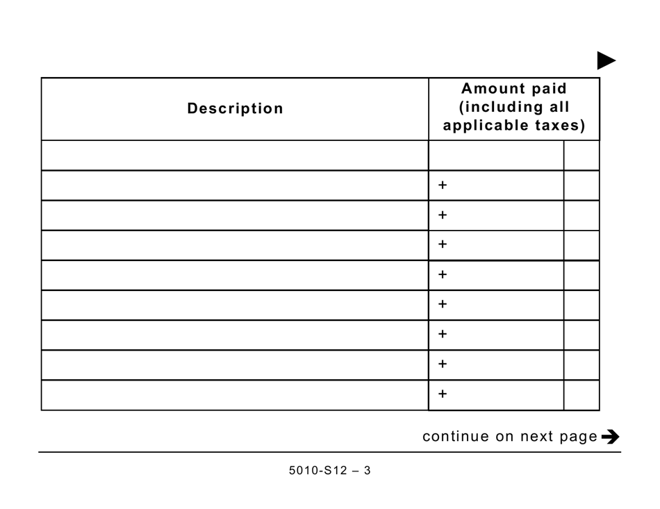 Form 5010-S12 Schedule BC(S12) British Columbia Home Renovation Tax Credit for Seniors and Persons With Disabilities - Large Print - Canada, Page 3