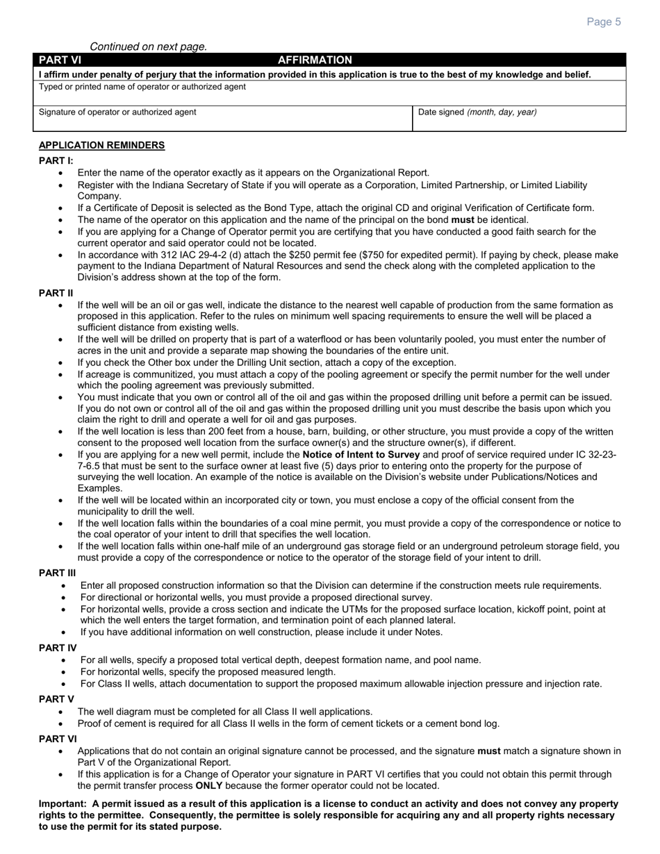 State Form 21096 (A1) Application for Well Permit - Indiana, Page 5