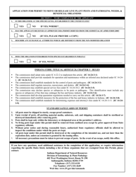 State Form 51859 Application for Permit to Move or Release Live Plant Pests and Pathogens, Weeds, and Beneficial Organisms - Indiana, Page 2